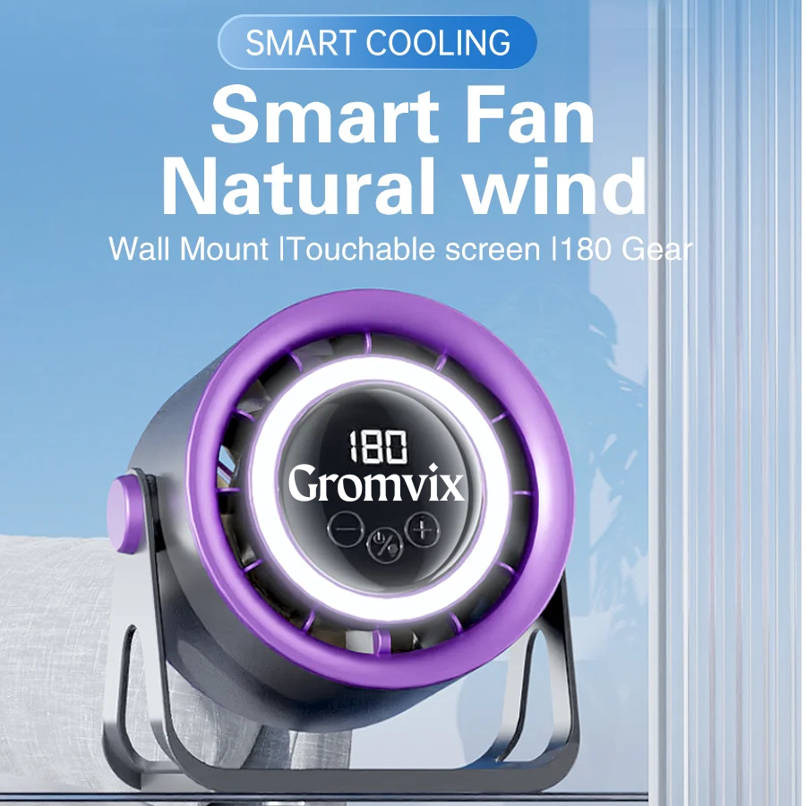 Gromvix Portable Silent Desktop Digital Display High-speed Circulating Cooling Fan